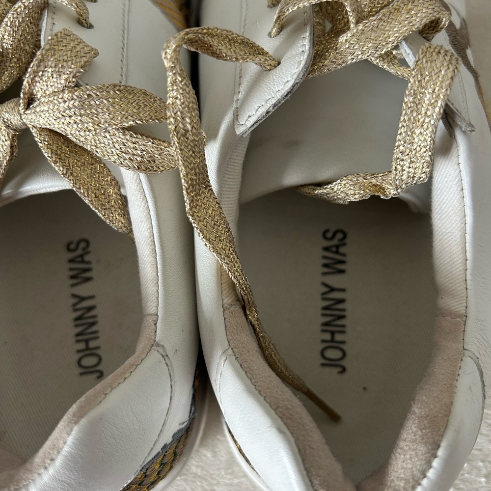Johnny was Women's White and Gold Sneakers - Picture 10 of 12